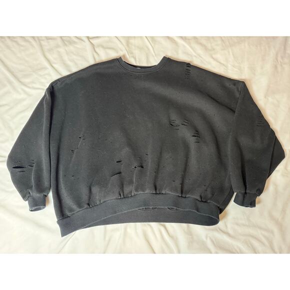 June 6th Distressed Black Oversized Pullover Sweatshirt Size M USED - Picture 5 of 7